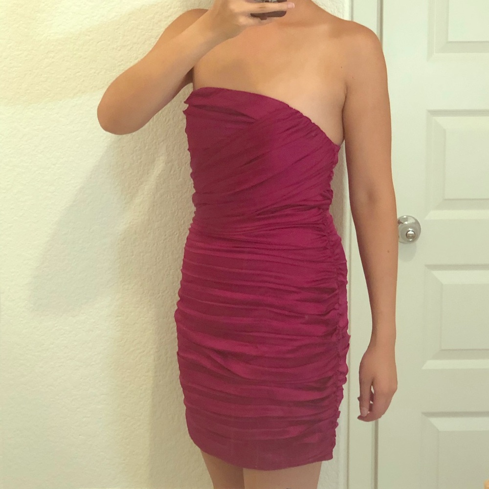 Express Fuchsia Strapless Dress